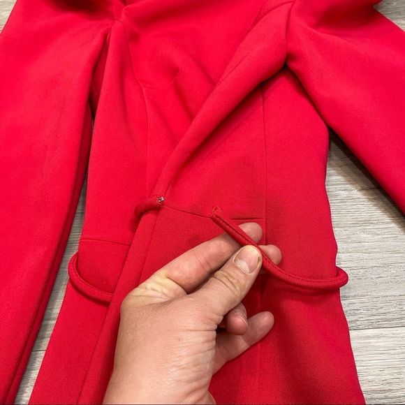 25. Vipart Red Belted Pencil Slim Fit Cocktail Dress Knee Length Zipper Sleeves - Picture 4 of 10